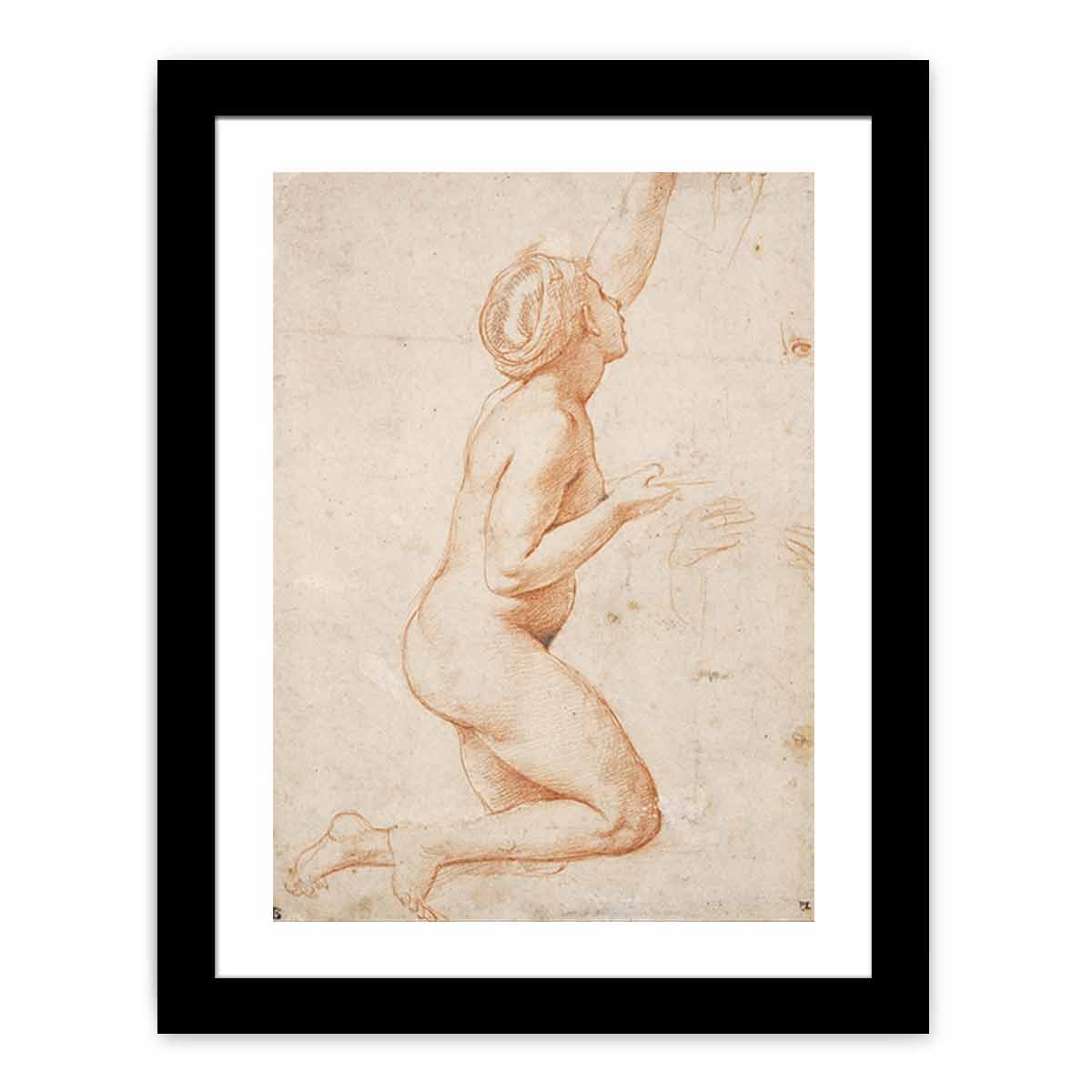 A Kneeling Nude Woman with her Left Arm Raised By Raphael