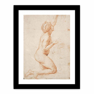 A Kneeling Nude Woman with her Left Arm Raised By Raphael