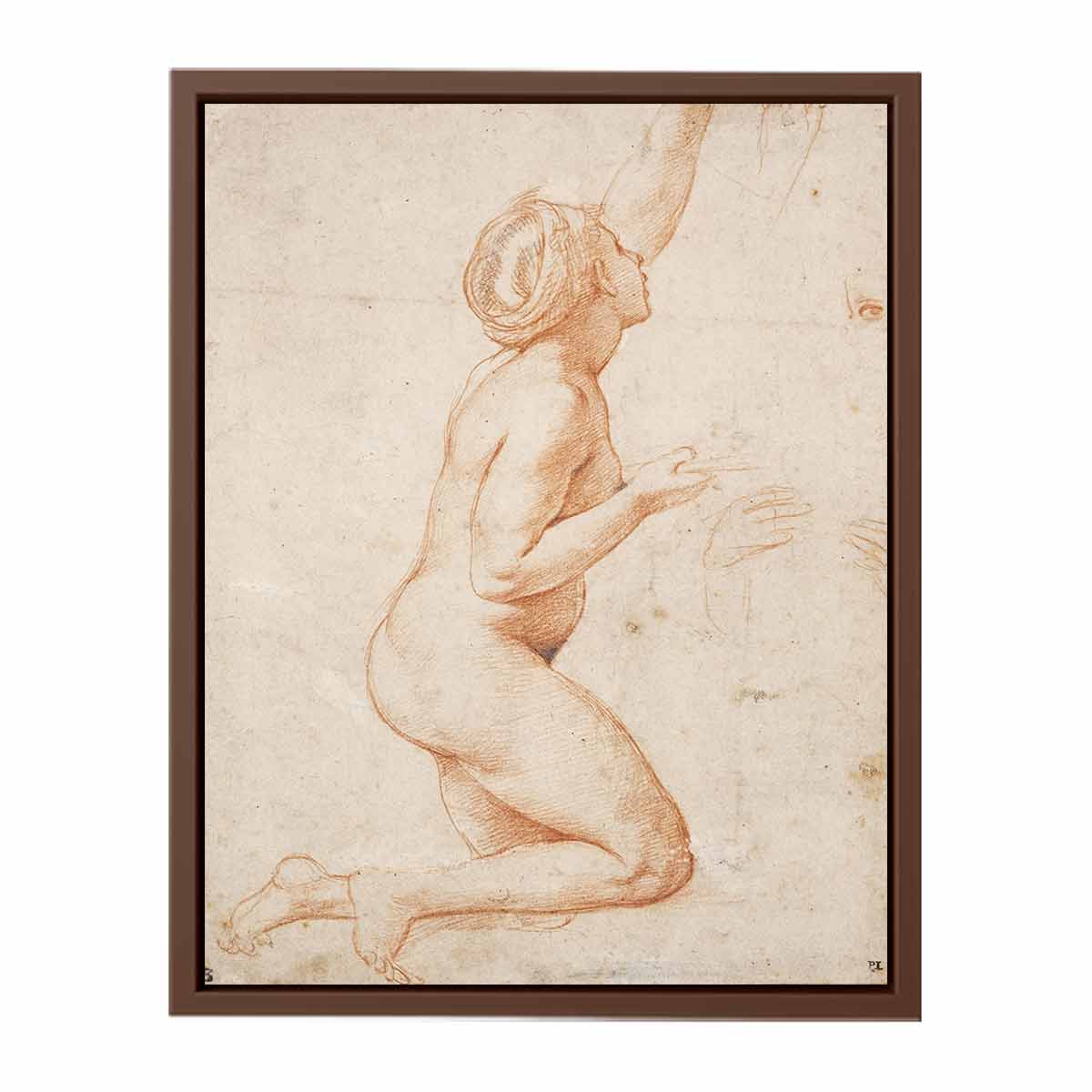 A Kneeling Nude Woman with her Left Arm Raised By Raphael