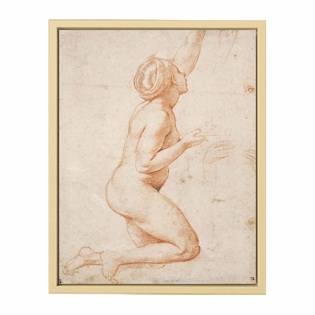 A Kneeling Nude Woman with her Left Arm Raised By Raphael