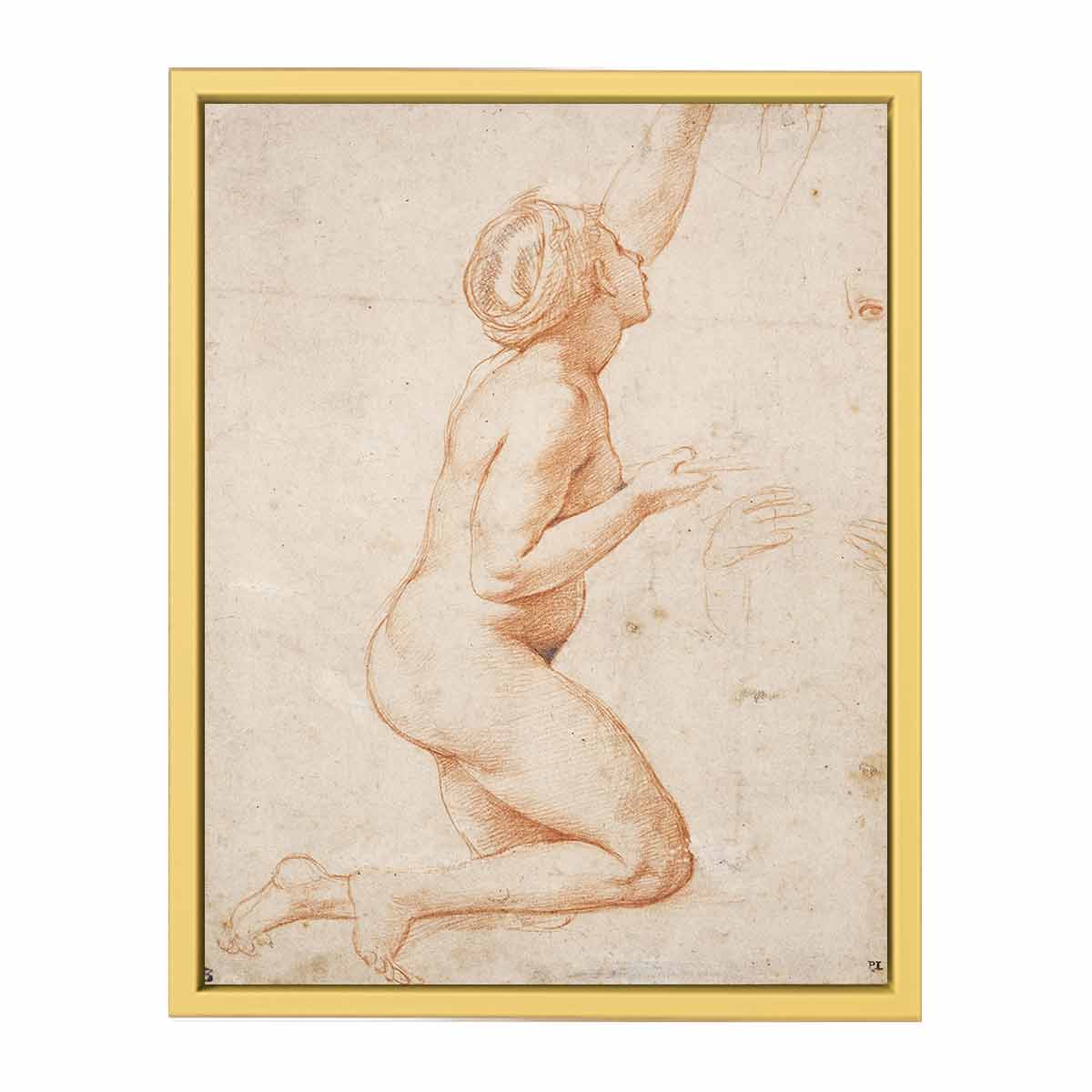 A Kneeling Nude Woman with her Left Arm Raised By Raphael
