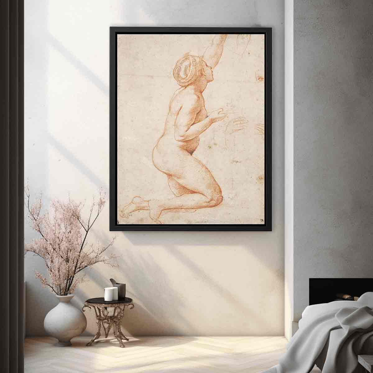 A Kneeling Nude Woman with her Left Arm Raised By Raphael