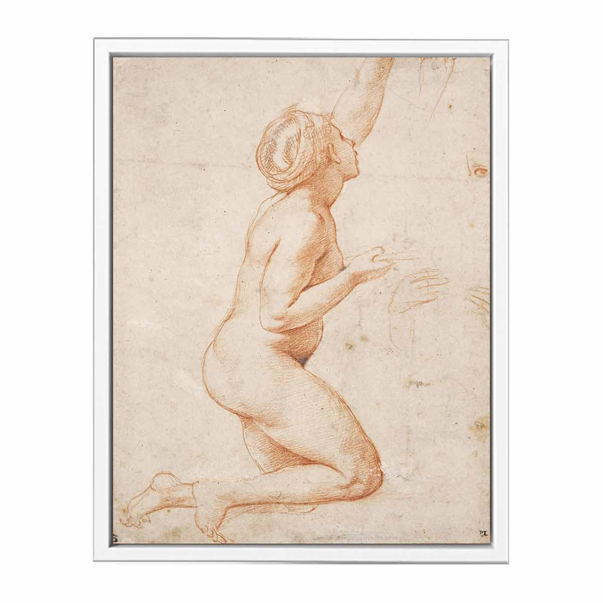 A Kneeling Nude Woman with her Left Arm Raised By Raphael