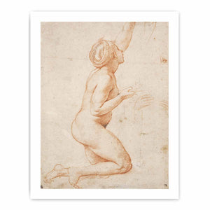 A Kneeling Nude Woman with her Left Arm Raised By Raphael