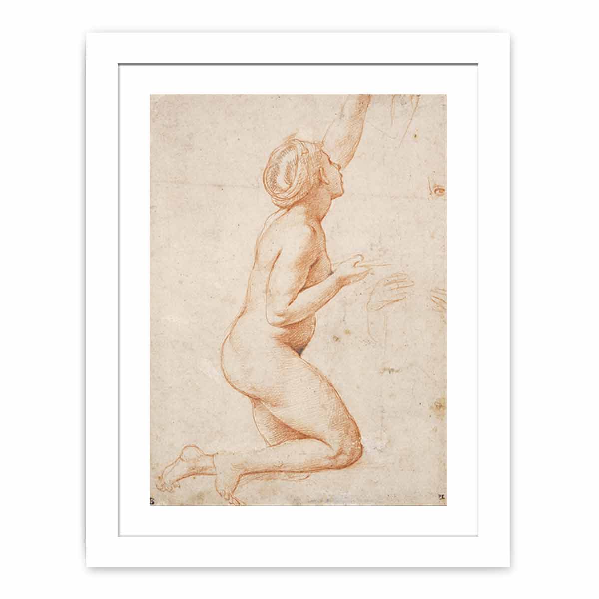 A Kneeling Nude Woman with her Left Arm Raised By Raphael