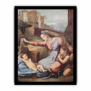 Maria und Johannes der Täufer beten das schlafende Christuskind an (Madonna mit der Krone) By Raphael