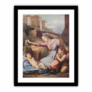 Maria und Johannes der Täufer beten das schlafende Christuskind an (Madonna mit der Krone) By Raphael