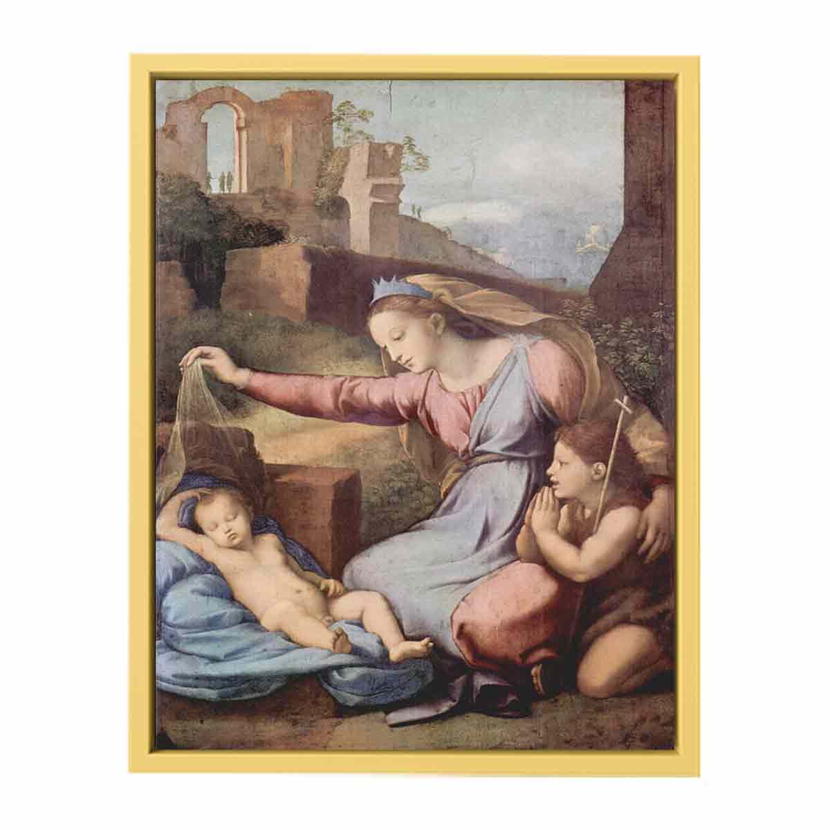 Maria und Johannes der Täufer beten das schlafende Christuskind an (Madonna mit der Krone) By Raphael