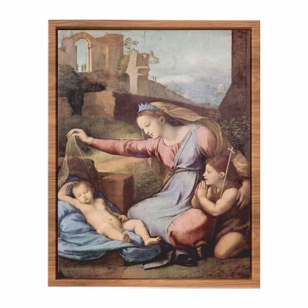 Maria und Johannes der Täufer beten das schlafende Christuskind an (Madonna mit der Krone) By Raphael