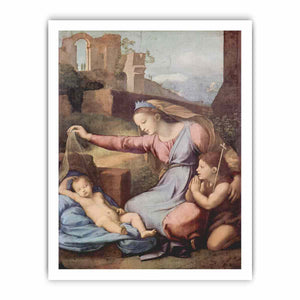 Maria und Johannes der Täufer beten das schlafende Christuskind an (Madonna mit der Krone) By Raphael