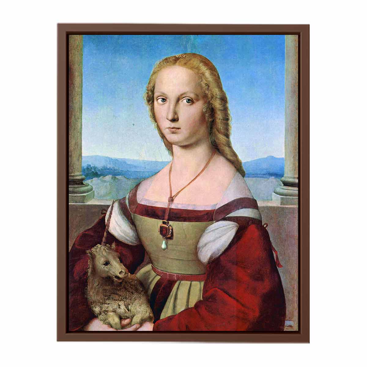 Porträt einer jungen Frau mit dem Einhorn (Dame mit dem Einhorn) By Raphael