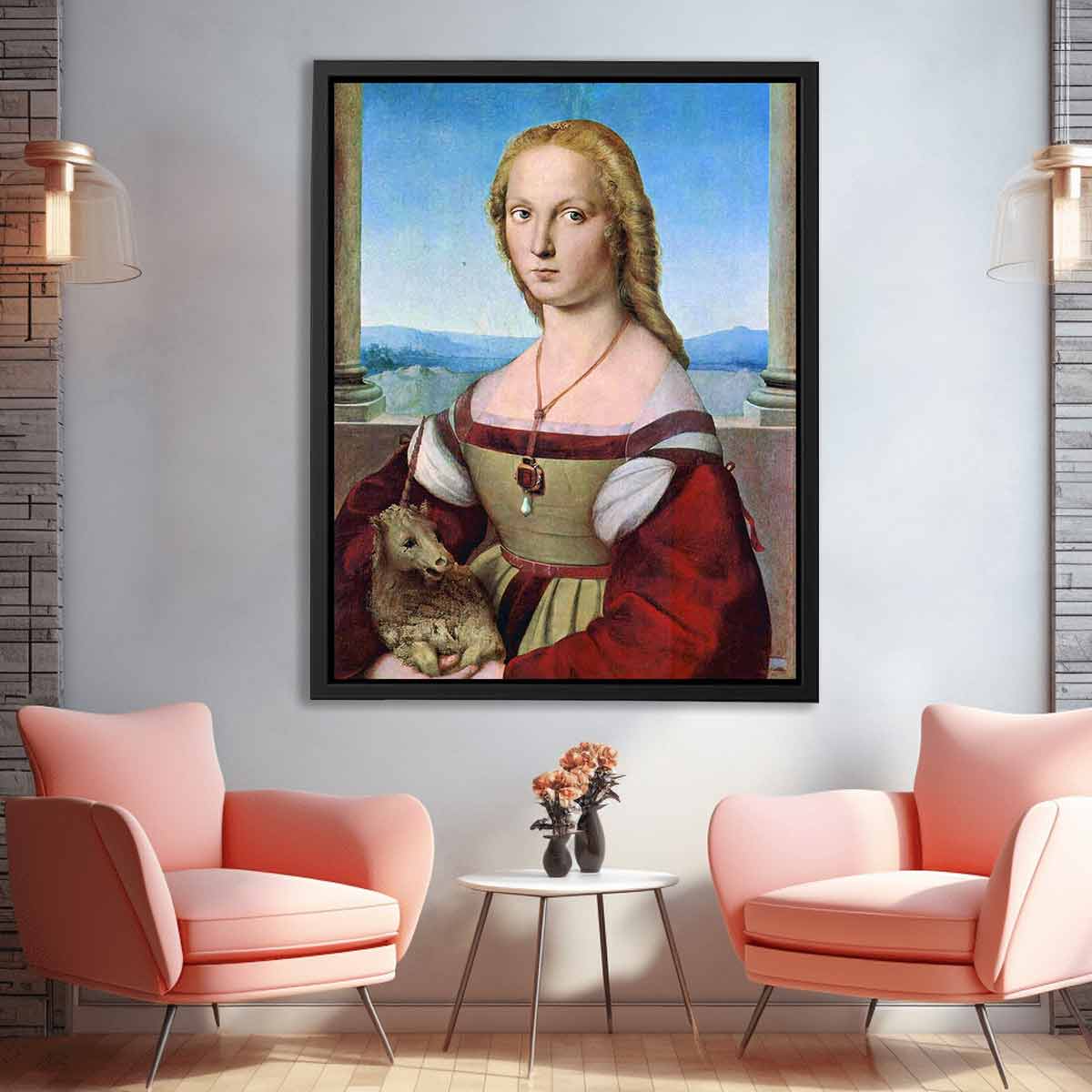 Porträt einer jungen Frau mit dem Einhorn (Dame mit dem Einhorn) By Raphael