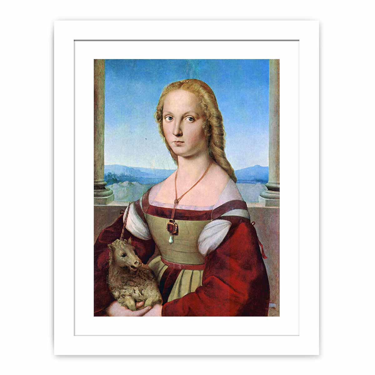 Porträt einer jungen Frau mit dem Einhorn (Dame mit dem Einhorn) By Raphael