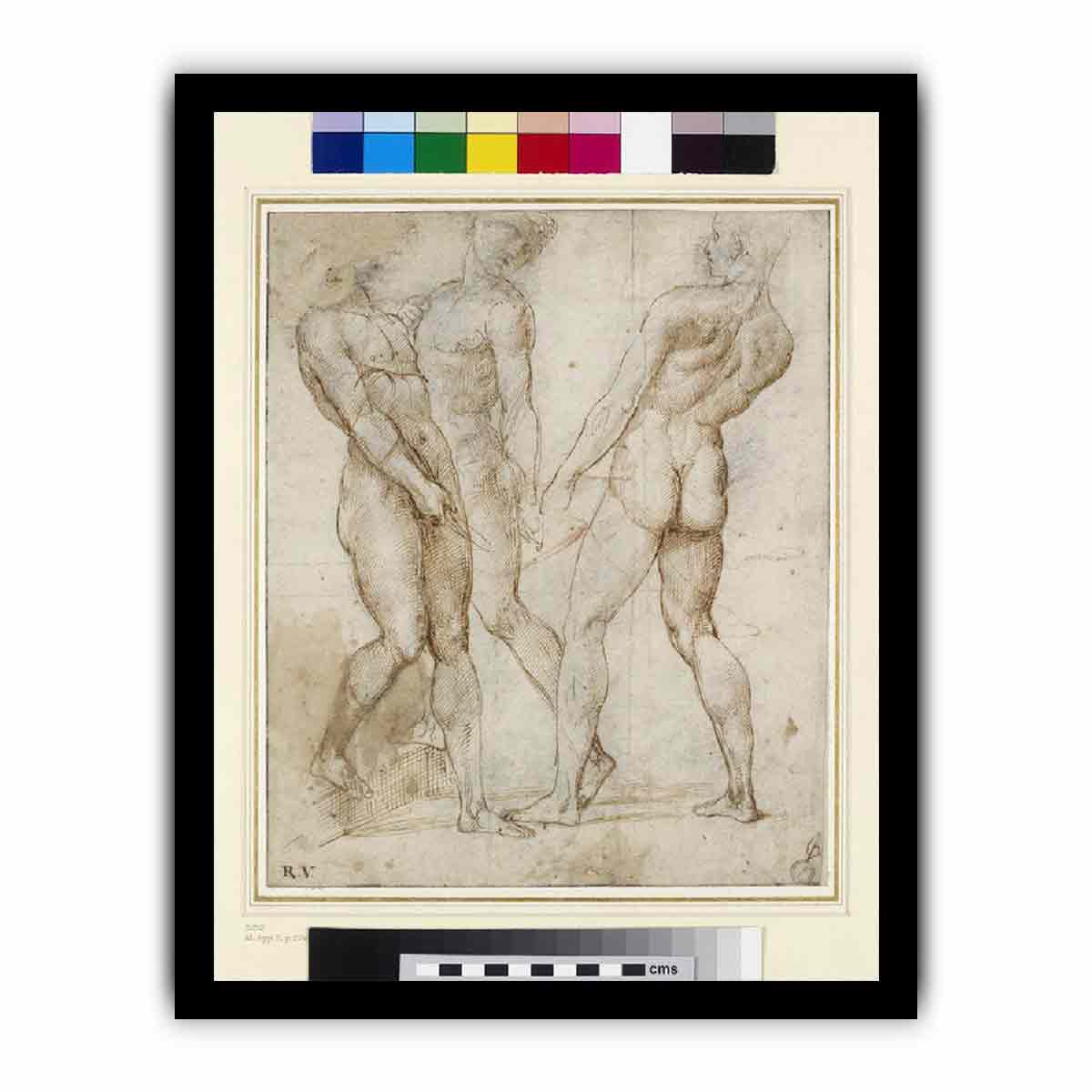 Study of Three Nude Bearers By Raphael