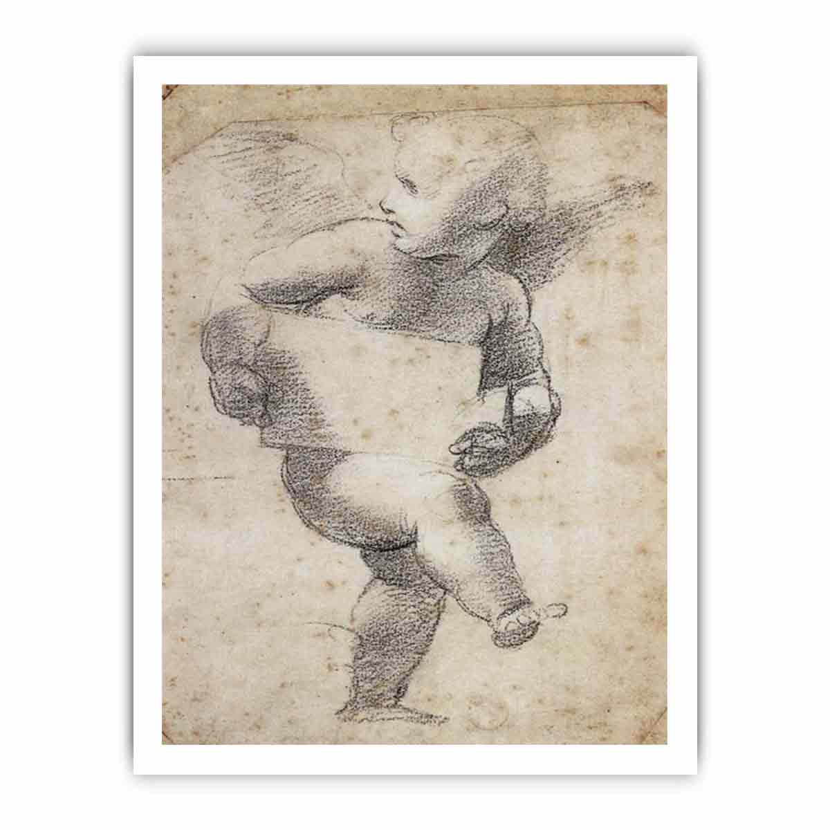 Winged Putto with Cartello By Raphael