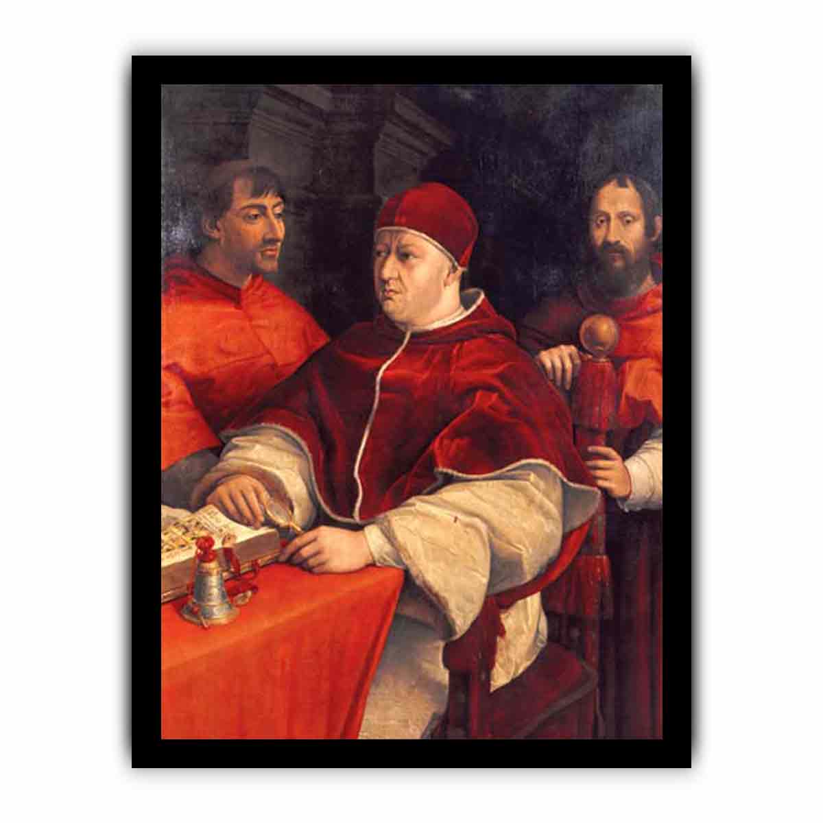 Portrait of Leo X with Cardinals Giulio de Medici and Luigi de Rossi By Raphael