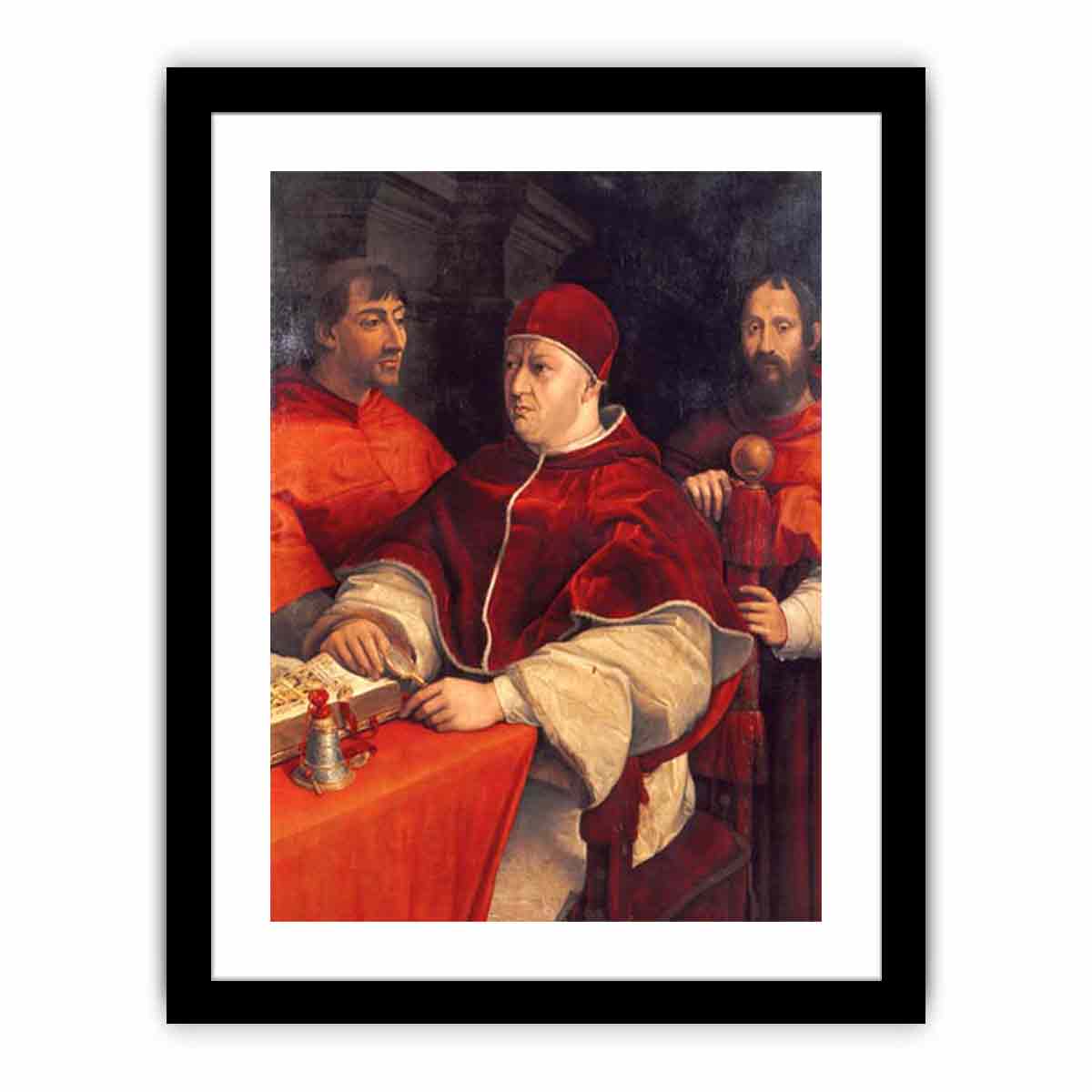 Portrait of Leo X with Cardinals Giulio de Medici and Luigi de Rossi By Raphael