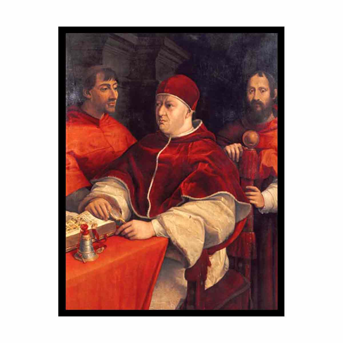 Portrait of Leo X with Cardinals Giulio de Medici and Luigi de Rossi By Raphael