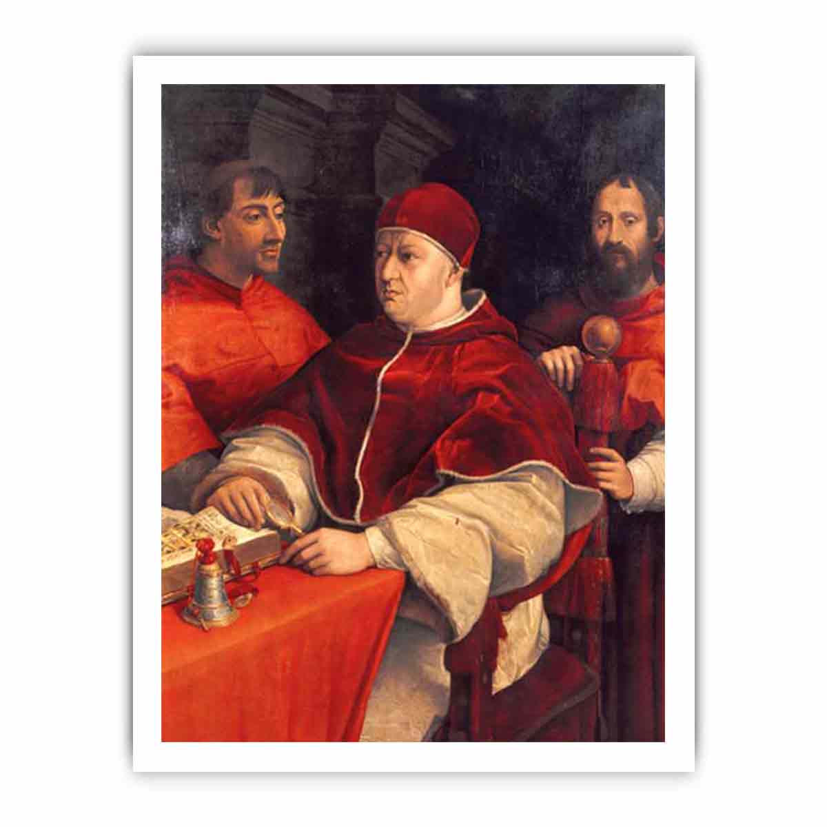 Portrait of Leo X with Cardinals Giulio de Medici and Luigi de Rossi By Raphael