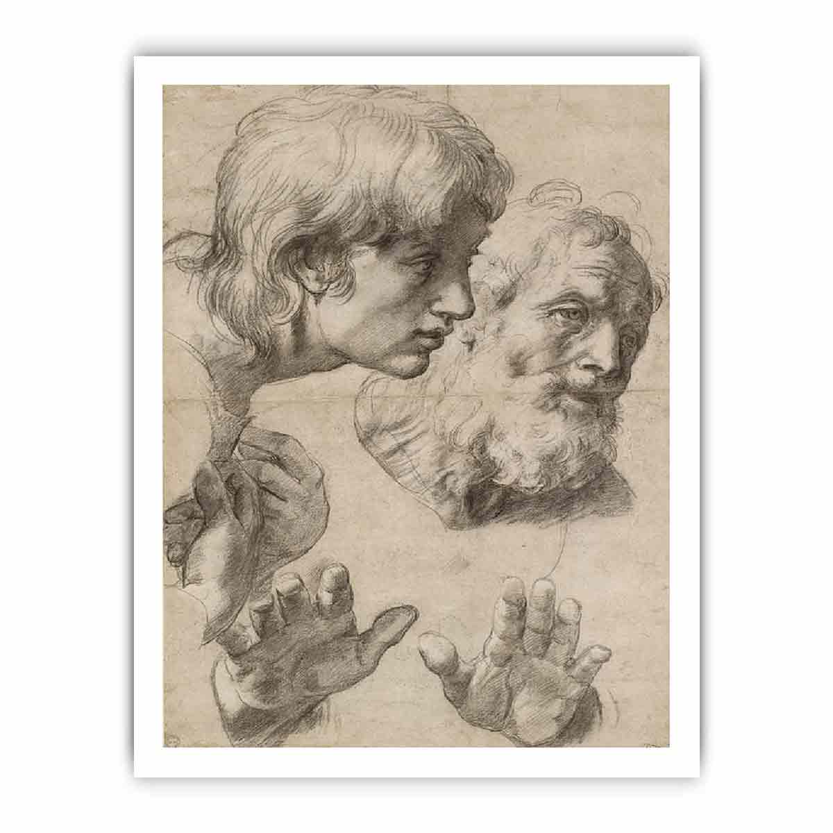 Heads and hands of the Apostles By Raphael