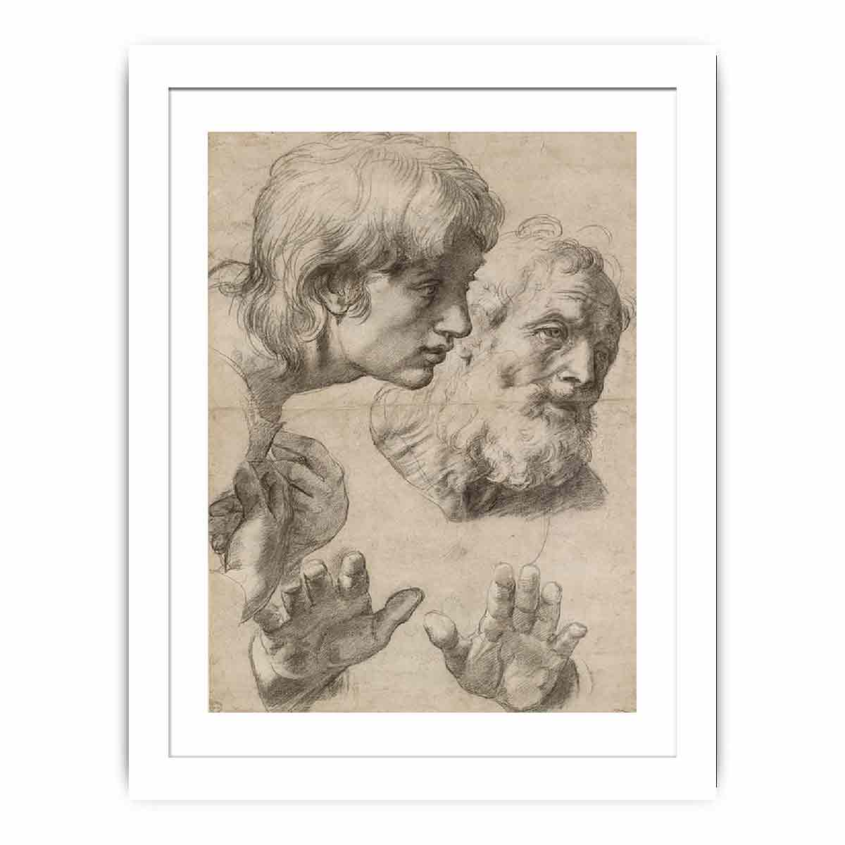 Heads and hands of the Apostles By Raphael