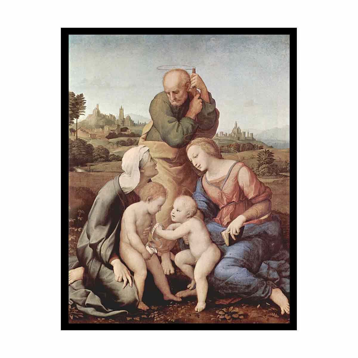 Sacra Familia Canigiani, Szene: Heilige Familie mit Hl. Elisabeth und Hl. Johannes dem Täufer By Raphael