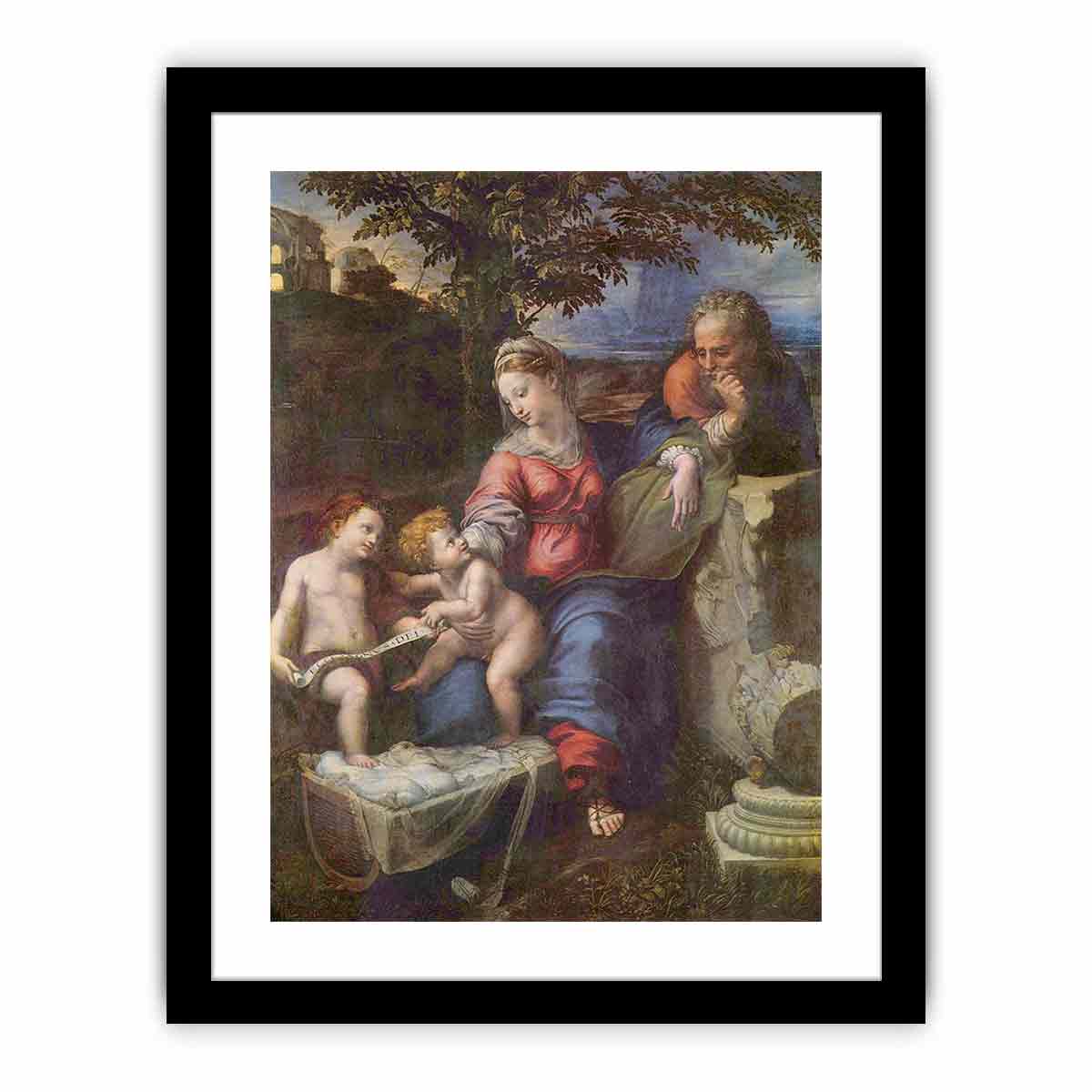 Hl. Familie unter der Eiche, mit Johannes dem Täufer By Raphael