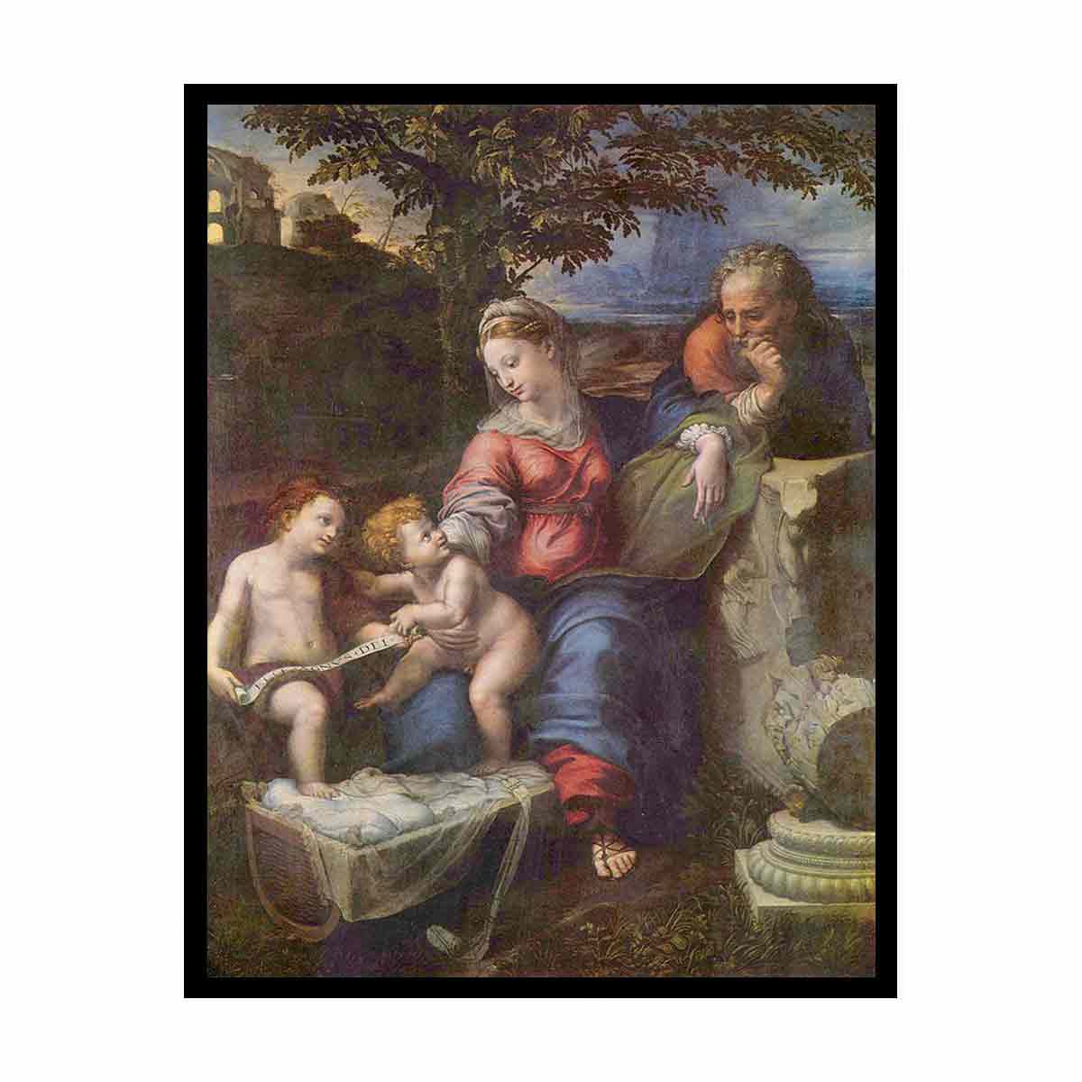 Hl. Familie unter der Eiche, mit Johannes dem Täufer By Raphael