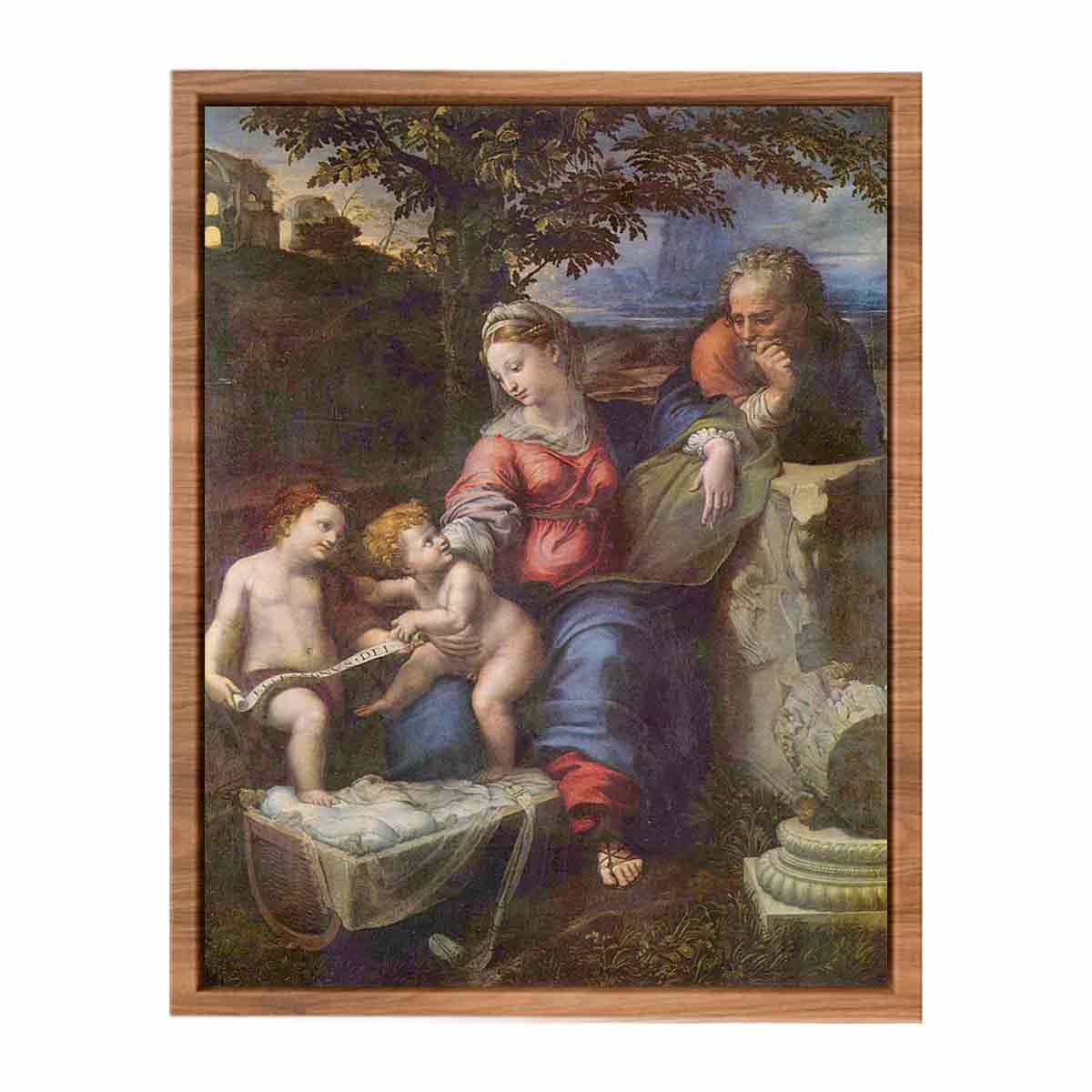 Hl. Familie unter der Eiche, mit Johannes dem Täufer By Raphael