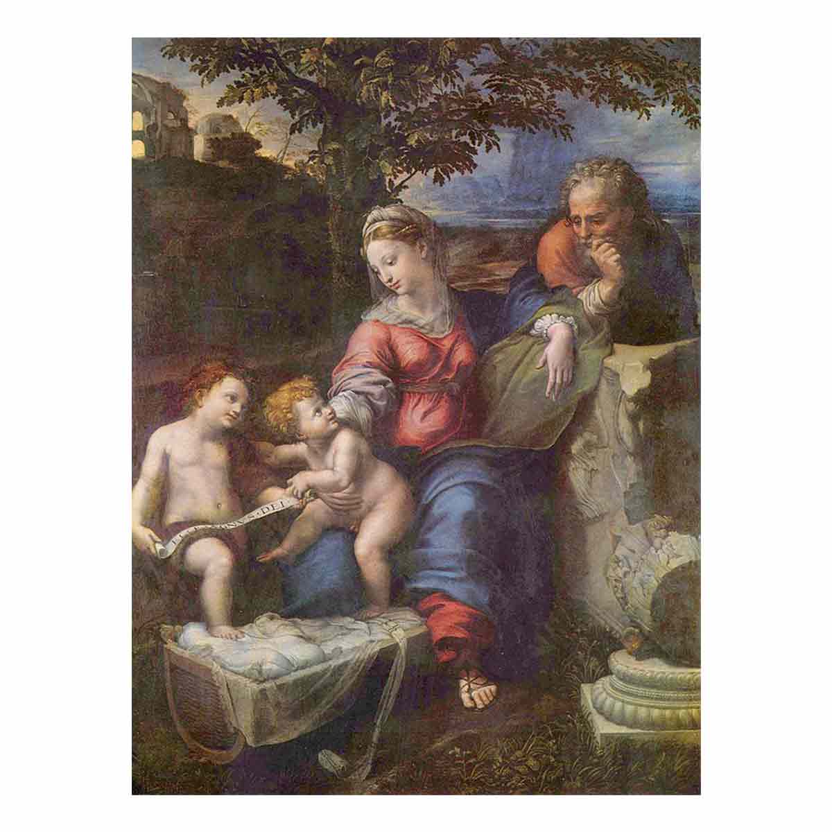 Hl. Familie unter der Eiche, mit Johannes dem Täufer By Raphael