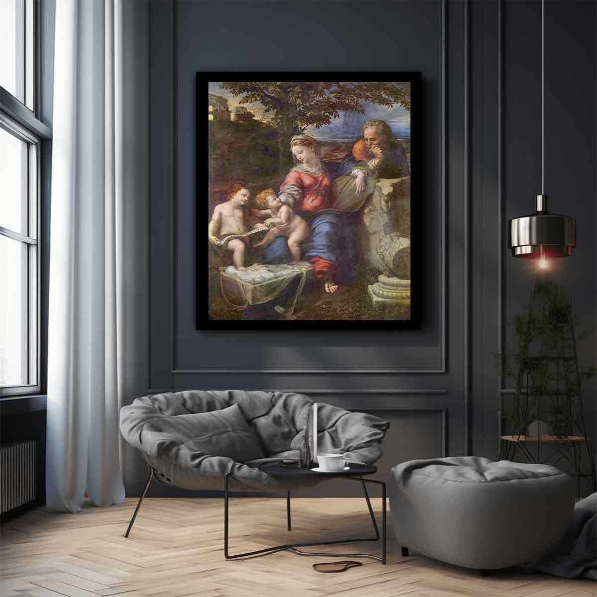 Hl. Familie unter der Eiche, mit Johannes dem Täufer By Raphael
