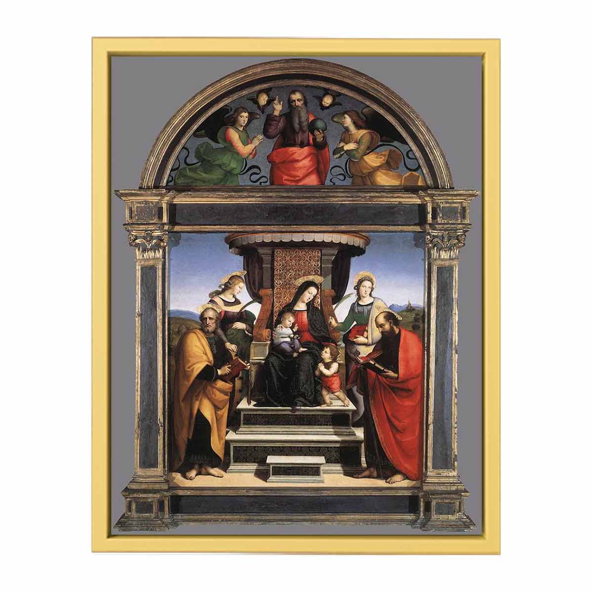Madonna and Child Enthroned with Saints By Raphael