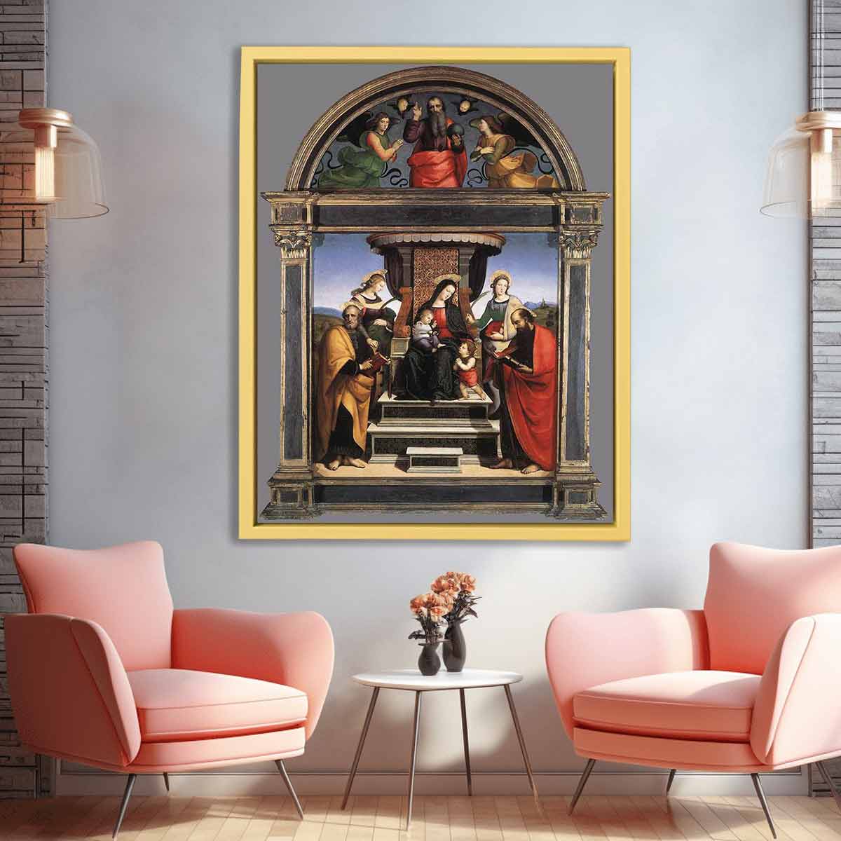 Madonna and Child Enthroned with Saints By Raphael