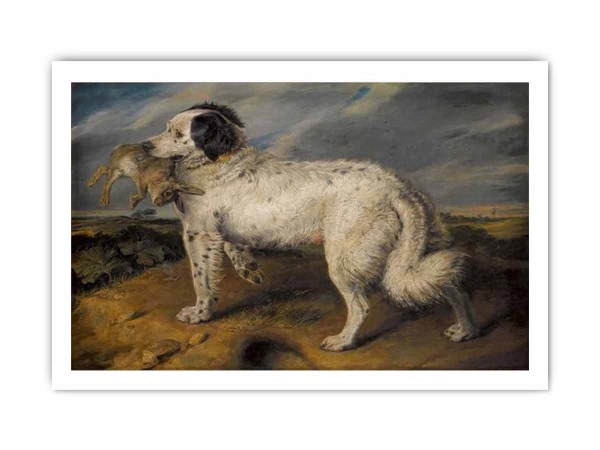 The Champion; Venus, a Landseer Newfoundland with a rabbit, 45.5 by 55.5 in (116 by 141 cm)