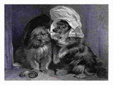 Two dogs dressed in comical human costumes. artwork preview