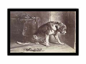Fotoreproductie van een prent naar een schilderij van Edwin Henry Landseer"Suspense" Landseer