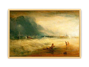 Lifeboat and Manby Apparatus going off to a stranded vessel making signal blue lights of distress , c.1831