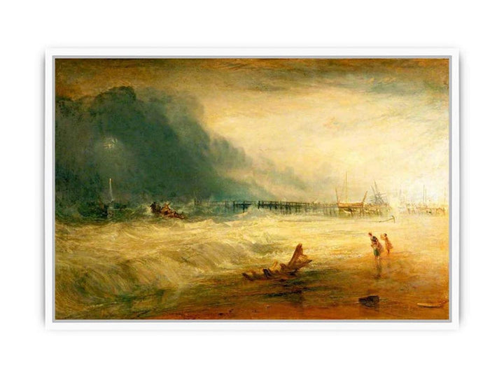 Lifeboat and Manby Apparatus going off to a stranded vessel making signal blue lights of distress , c.1831