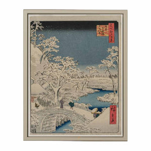 Drum bridge and Setting Sun Hill at Meguro from the series 100 Views of Edo Painting