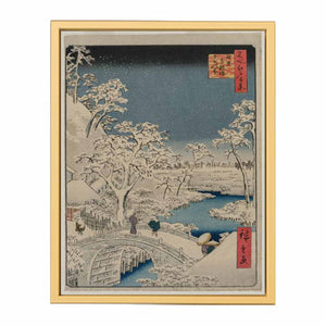Drum bridge and Setting Sun Hill at Meguro from the series 100 Views of Edo Painting