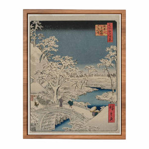 Drum bridge and Setting Sun Hill at Meguro from the series 100 Views of Edo Painting