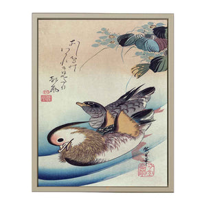 Mandarin duck woodcut