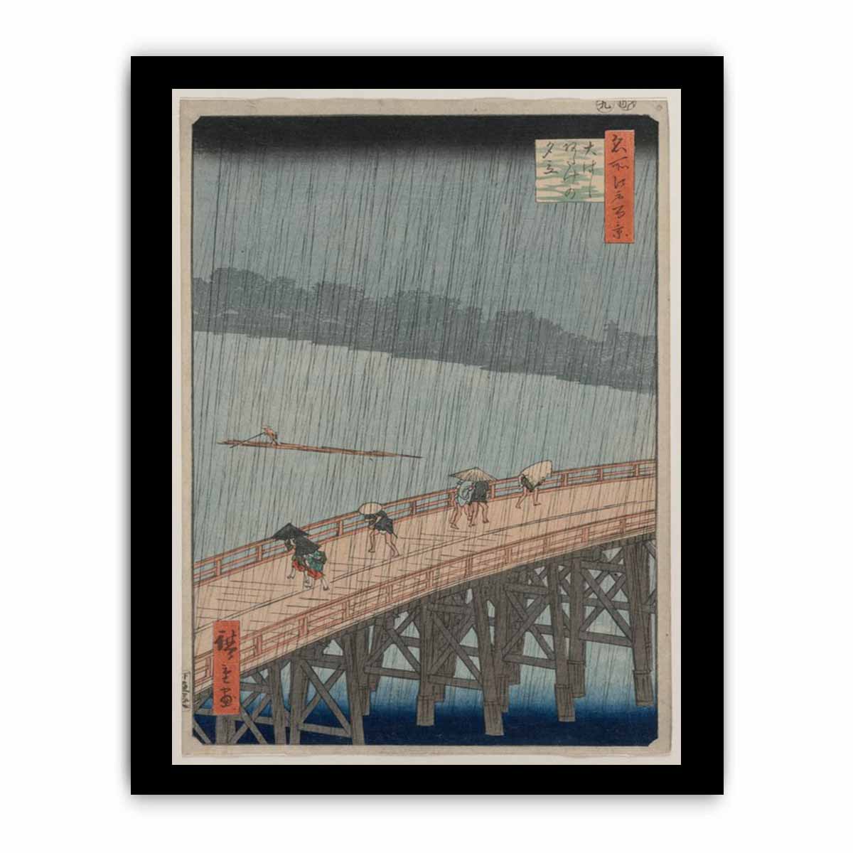 Sudden Shower over Shin-Ōhashi Bridge and Atake, from the series One Hundred Famous Views of Edo