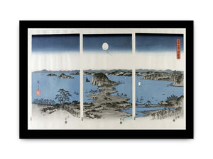 Utagawa (Ando) Hiroshige (1797-1858), Panorama van de acht beroemde Dorps- en stadsgezichten bij Kanazawa bij volle maan
