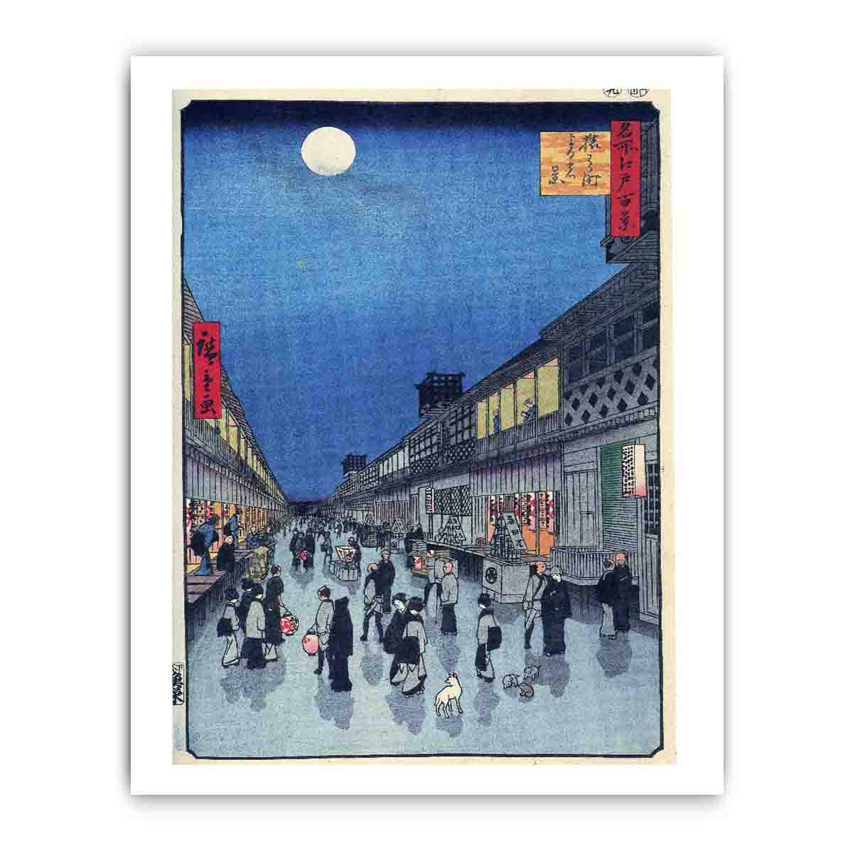 Hiroshige, Night View of Saruwaka-machi
