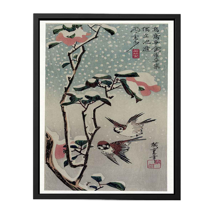 Secchu Tsubaki ni Suzume (Sparrows and Camellias in the Snow)