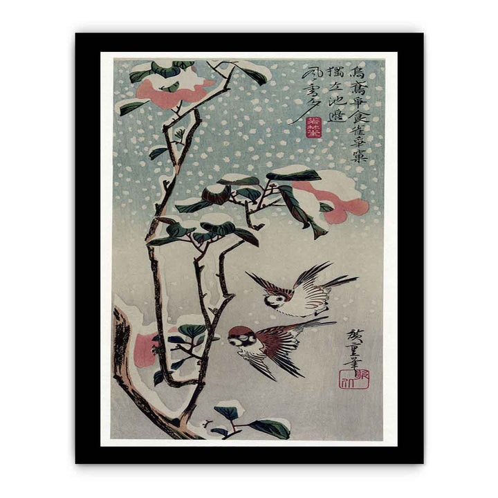 Secchu Tsubaki ni Suzume (Sparrows and Camellias in the Snow)