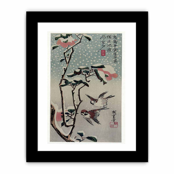 Secchu Tsubaki ni Suzume (Sparrows and Camellias in the Snow)