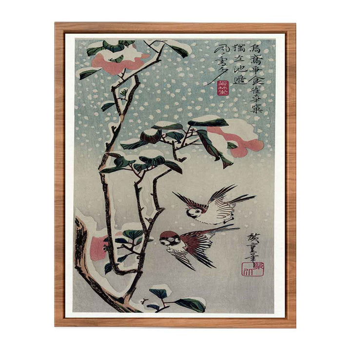 Secchu Tsubaki ni Suzume (Sparrows and Camellias in the Snow)