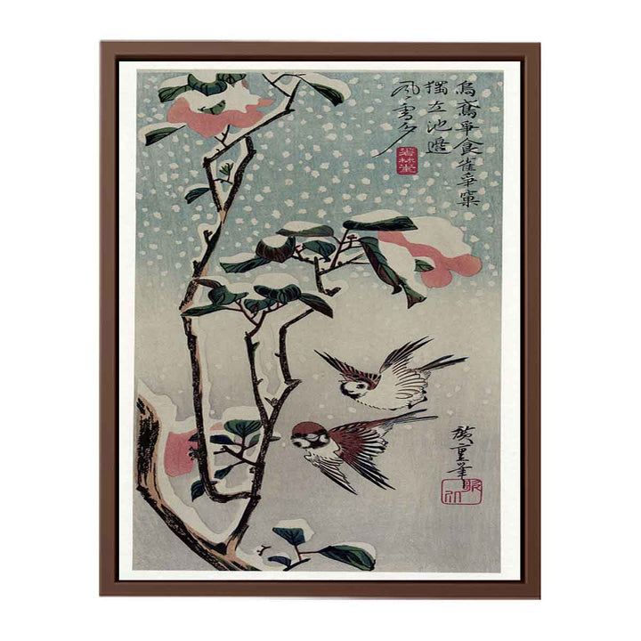 Secchu Tsubaki ni Suzume (Sparrows and Camellias in the Snow)